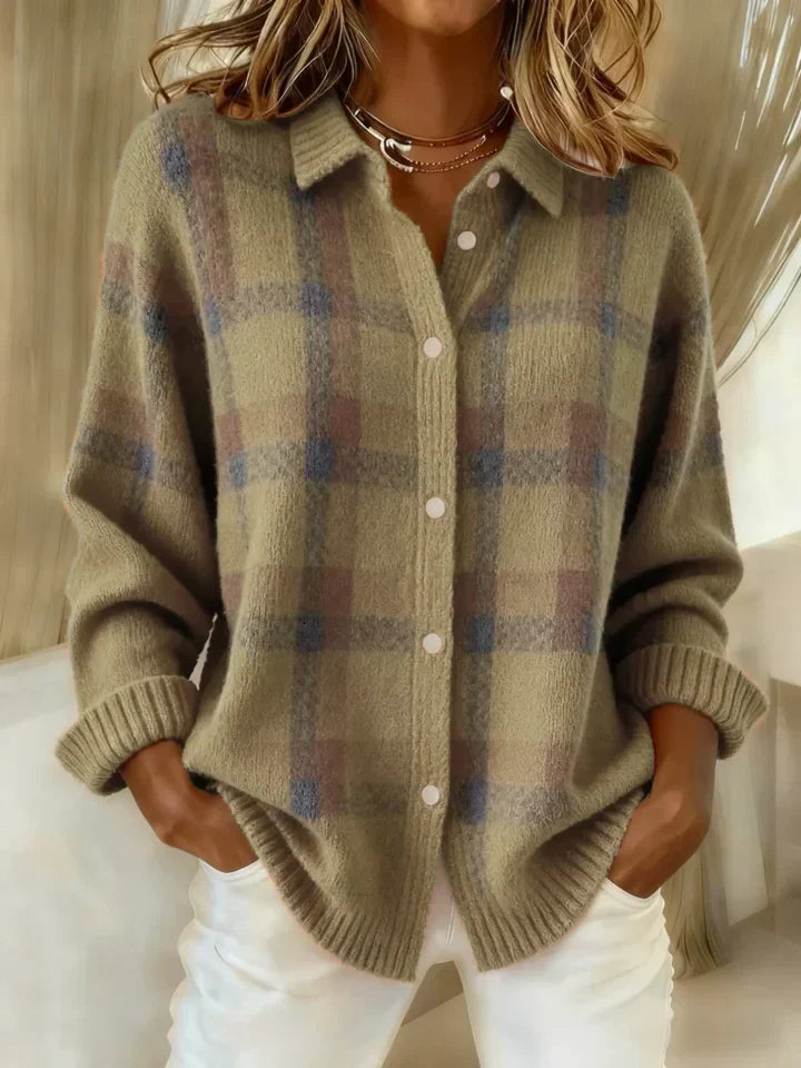 Victoria | Casual Contrast Check Retro Sweater