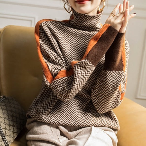 Lucía | High-neck jumper with contrast stripes