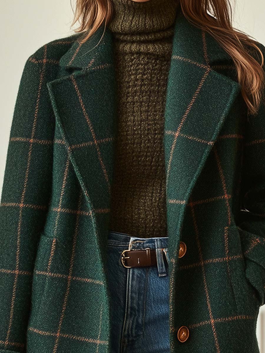 Silvara | Elegant Wool Check Coat
