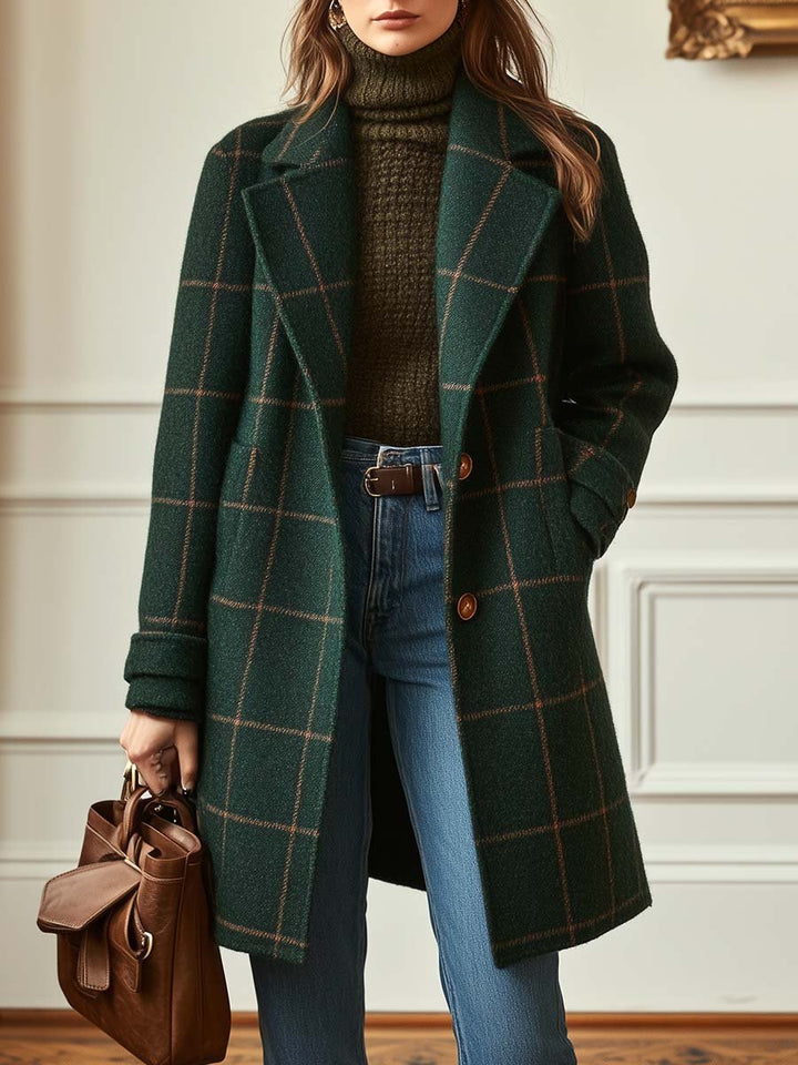 Silvara | Elegant Wool Check Coat
