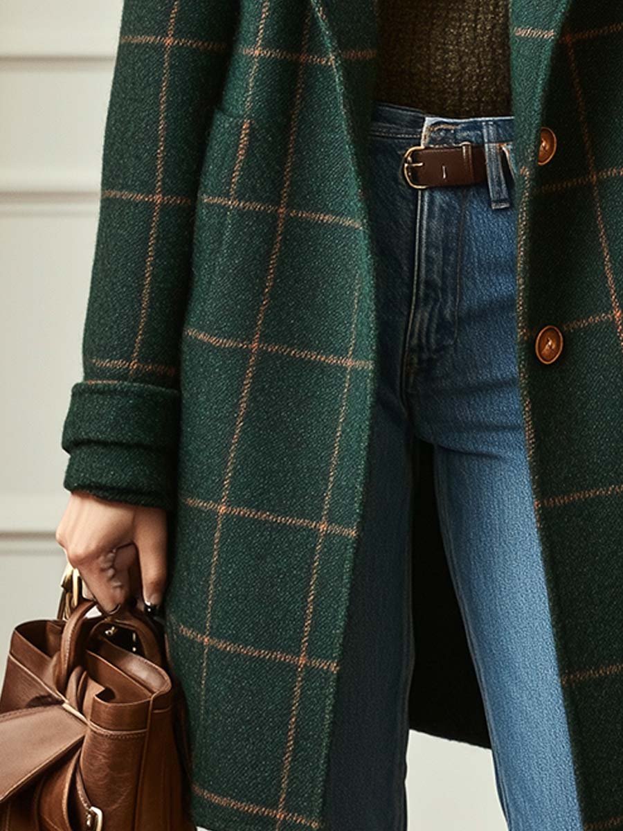 Silvara | Elegant Wool Check Coat
