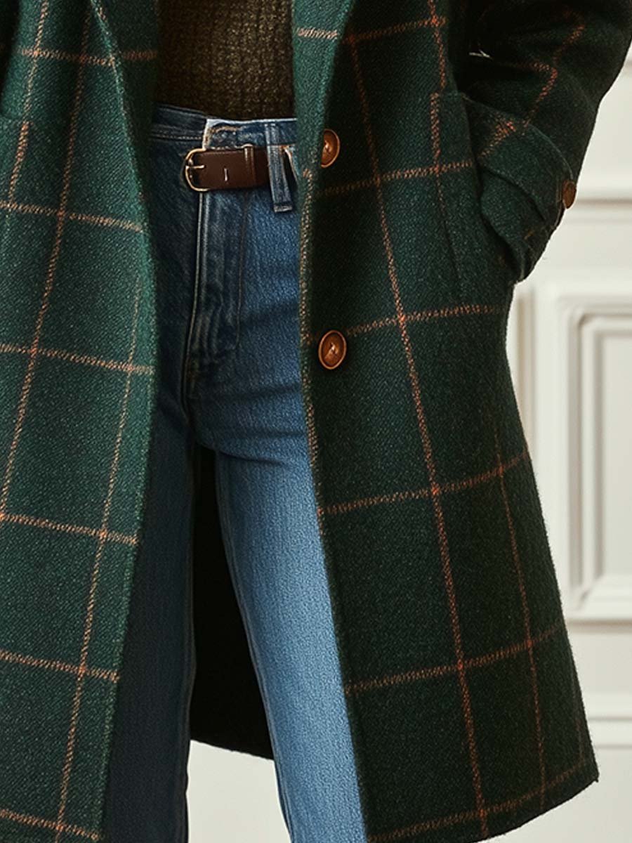 Silvara | Elegant Wool Check Coat